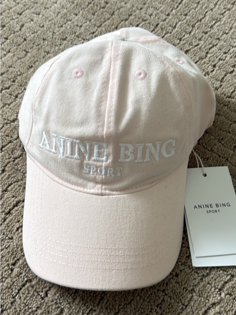 Anine Bing Pale Pink Embroidered Logo Baseball Cap